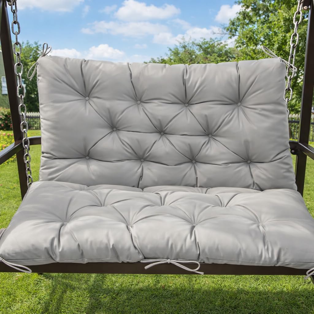 WildFun 2/3/4 Seater Bench Cushion, Pallet Cushions Outdoor Garden Chair Cushion with Ties Waterproof Anti-slip & UV Resistant Fabric for Indoor Outdoor Yard Garden (Light Green, 150 * 100 * 10 CM)-image-44