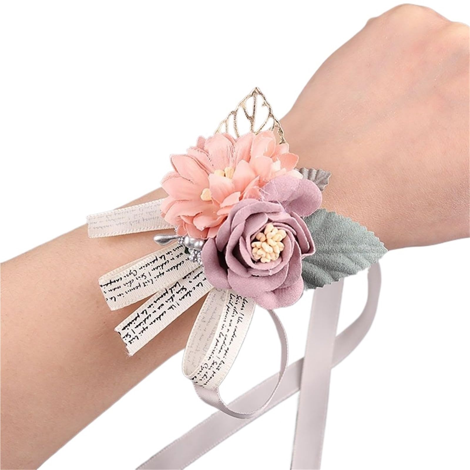 ERHTGUO 4pc Hand Flower Bridal Prom Accessories Dancing Party Decor Bride Wrist Bridesmaid Flowers(Color7)