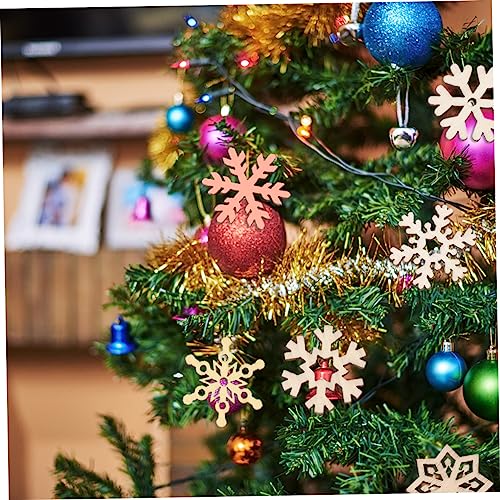 OHPHCALL 200 Peças Peças Flocos Neve Madeira Decoração Natal Enfeite Madeira Falso Neve Decorações C