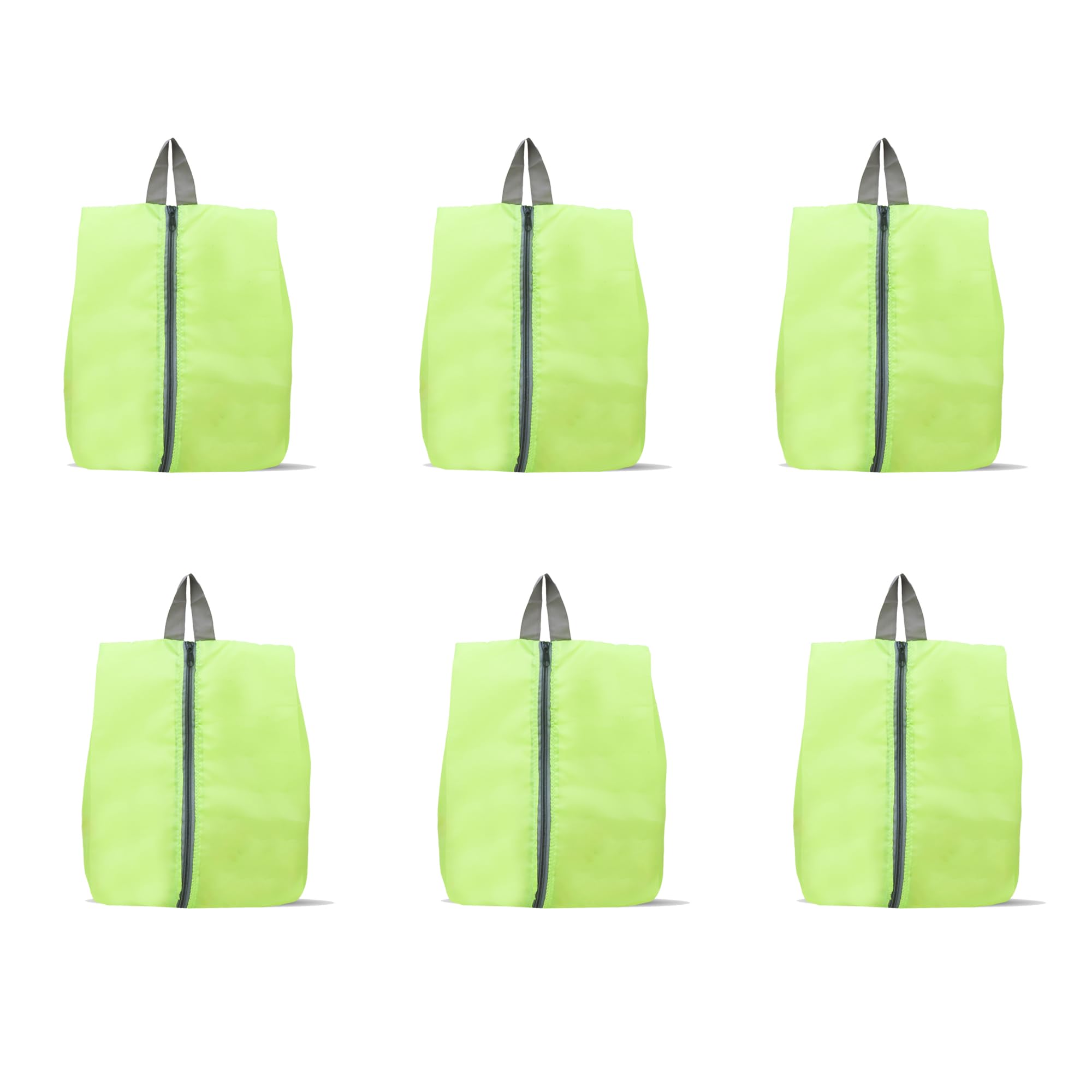AshtronShoe Storage Organizer Bags Set, Water-Resistant Nylon Fabric with Sturdy Zipper for Traveling (6 Pack) (Florescent(Neon Green)- 6Pcs)