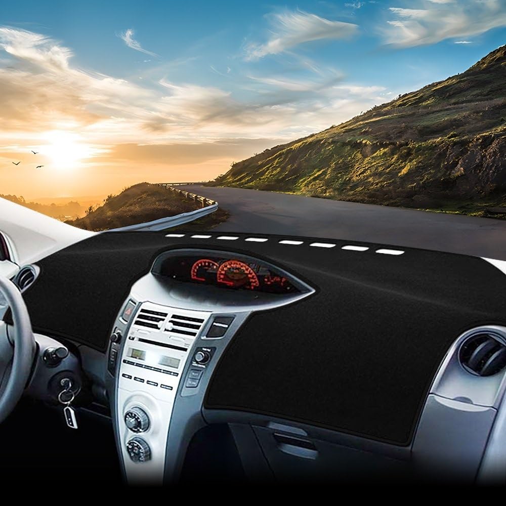 Pasuje do Yaris Pasuje do Vitz 2006-2011 Pokrywa deski rozdzielczej samochodu Unikaj światła Mata przeciwsłoneczna Maty antypoślizgowe(B LHD Black)