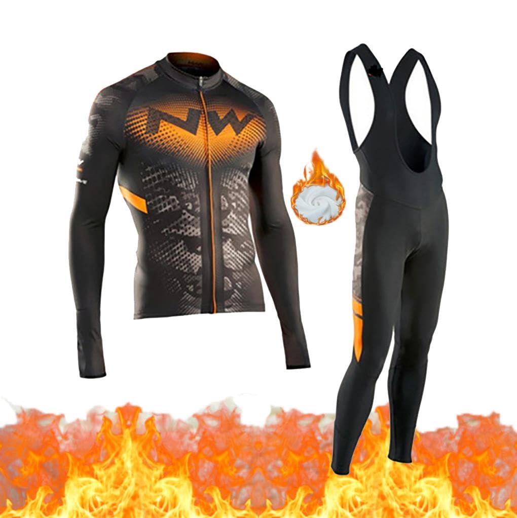 Moxilyn Abbigliamento Ciclismo da Uomo,Maglia Manica Lunga+Pantaloni Lunghi,Cuscino Gel 20D,Moda Set Completo,Abbigliamento Sportivo per Bicicletta,Ciclismo Ciclismo Jerseys per Uomo