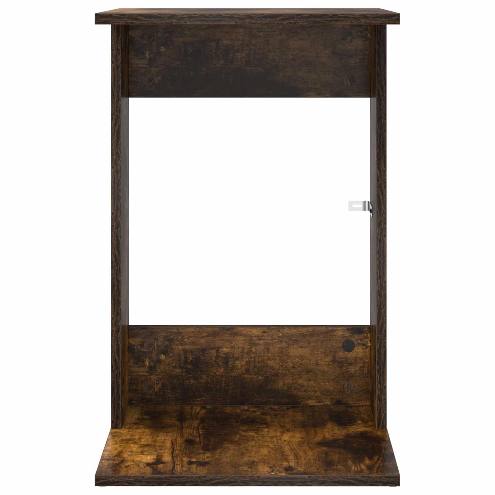 Mesa auxiliar de madera de roble ahumada, 40 x 38 x 62,5 cm, mesa de almacenamiento para salón, sofá, mesa de centro con estante rectangular y diseño estable