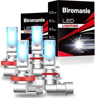 Biromanle 9005 H11 Hi/Lo Beam Combo, 400% Brighter 32000LM 8000K Ice Blue, 1:1 Real Size,HB3 H8 H9 H11 High Low Beam, Plug and Play,fog light bulb,Turn signal light bulbs(Pack of 4)