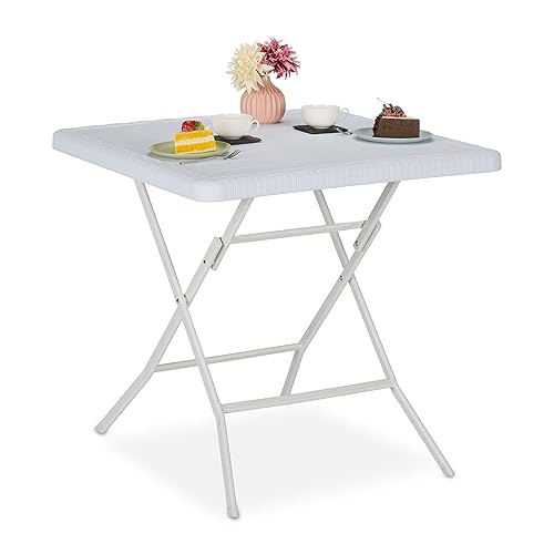 Relaxdays Table de Jardin Pliante, carrée, HLP : 74x78x78 cm,