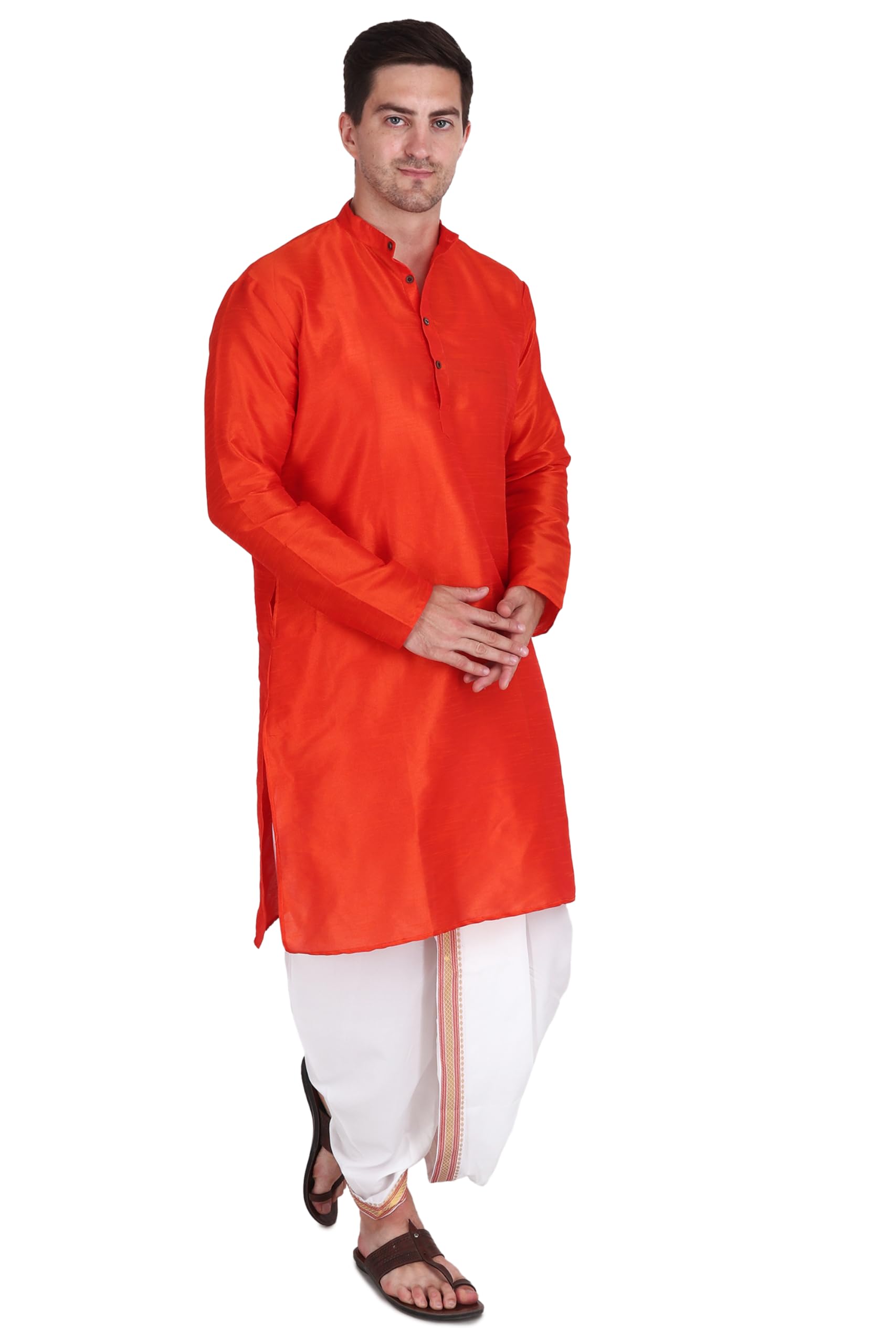 rameshwaram fabrics Cotton Silk Kurta For Men With Dhoti Style Pyjama Set,-picture-28
