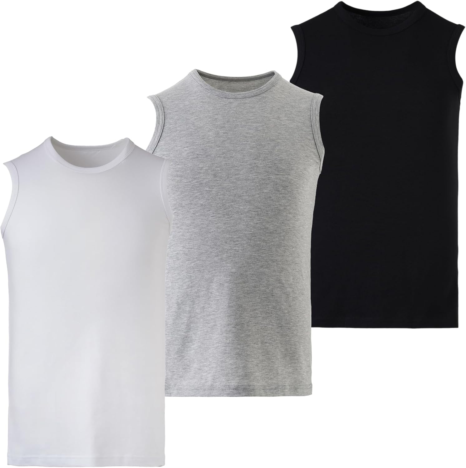 Mody Men's Tank Top 3-Pack, Crew Neck Mens Undershirt, Tank Tops Men, Muscle Shirts Men, Cotton Men's Workout Shirts