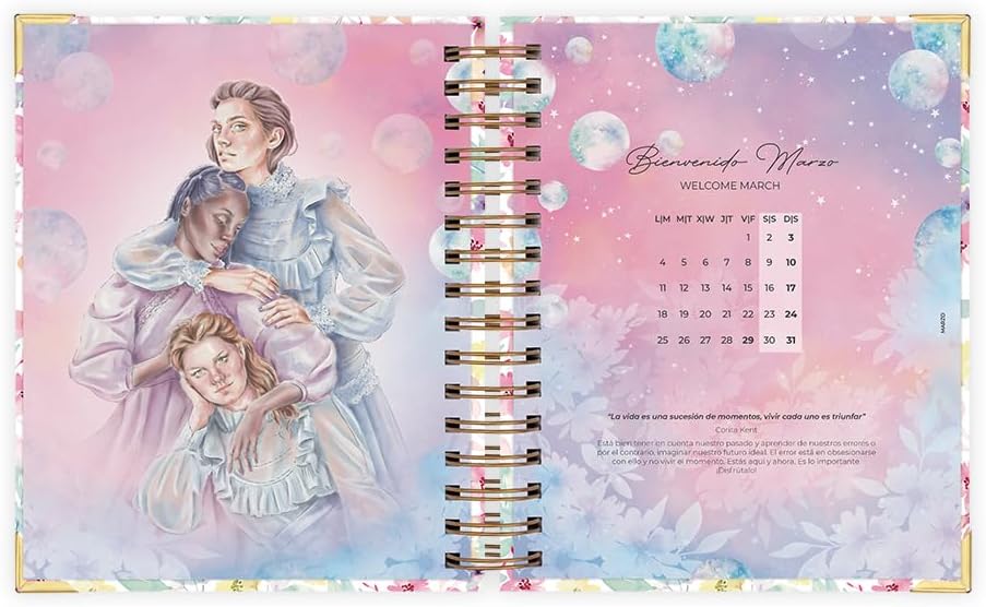 Academic Calendar 2023-2024 (September to August) - Day Page - 416 Pages - Size: 15.5 x 20.5 cm (A5) - Bilingual: Spanish and English - Martina