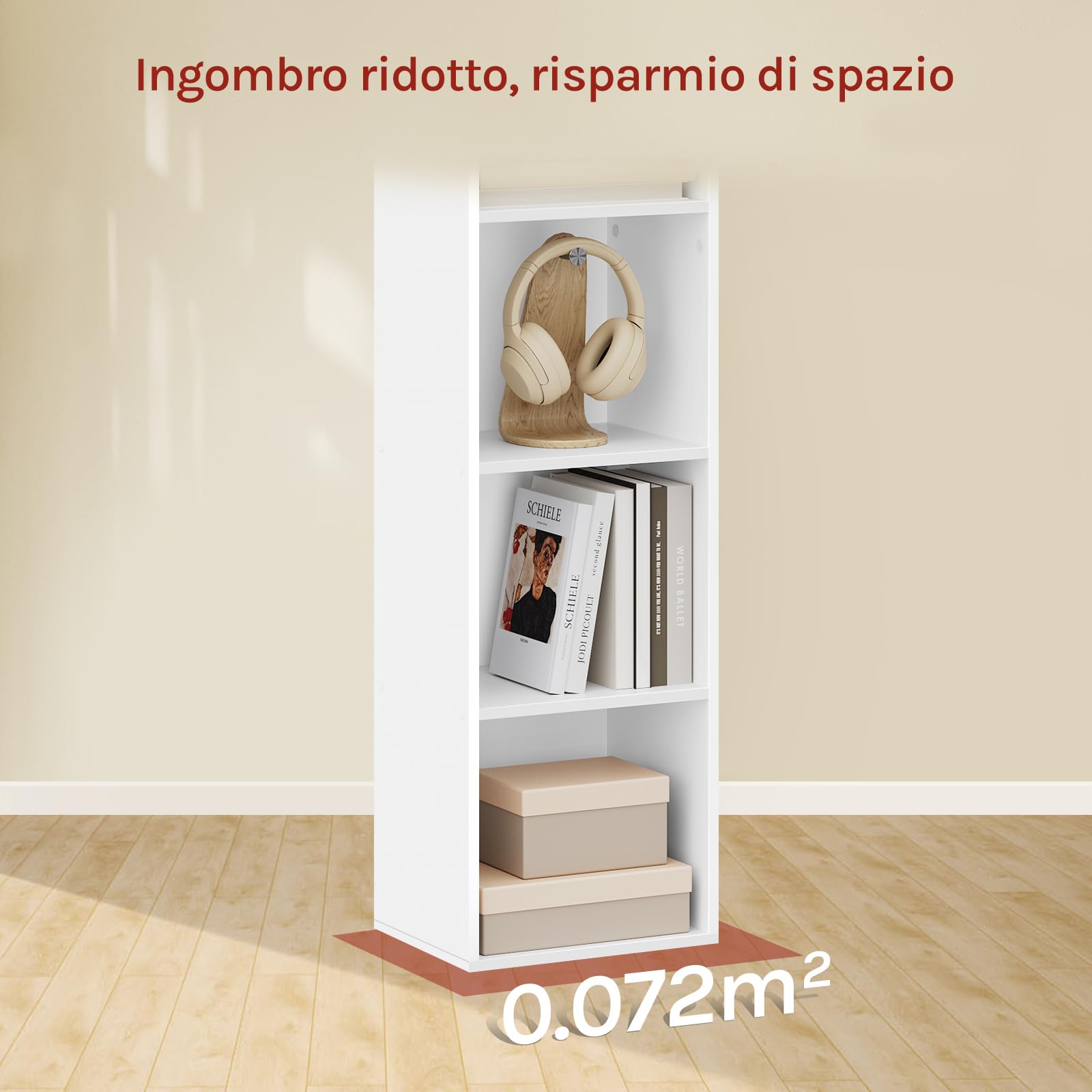 WOLTU Libreria Verticale a 6 Cubi, Scaffale Alto e Stretto a Colonna, Porta CD e Libri, Mobile Bianco Moderno per Camera, Soggiorno e Ufficio, 30x24x158,5cm SK003ws6