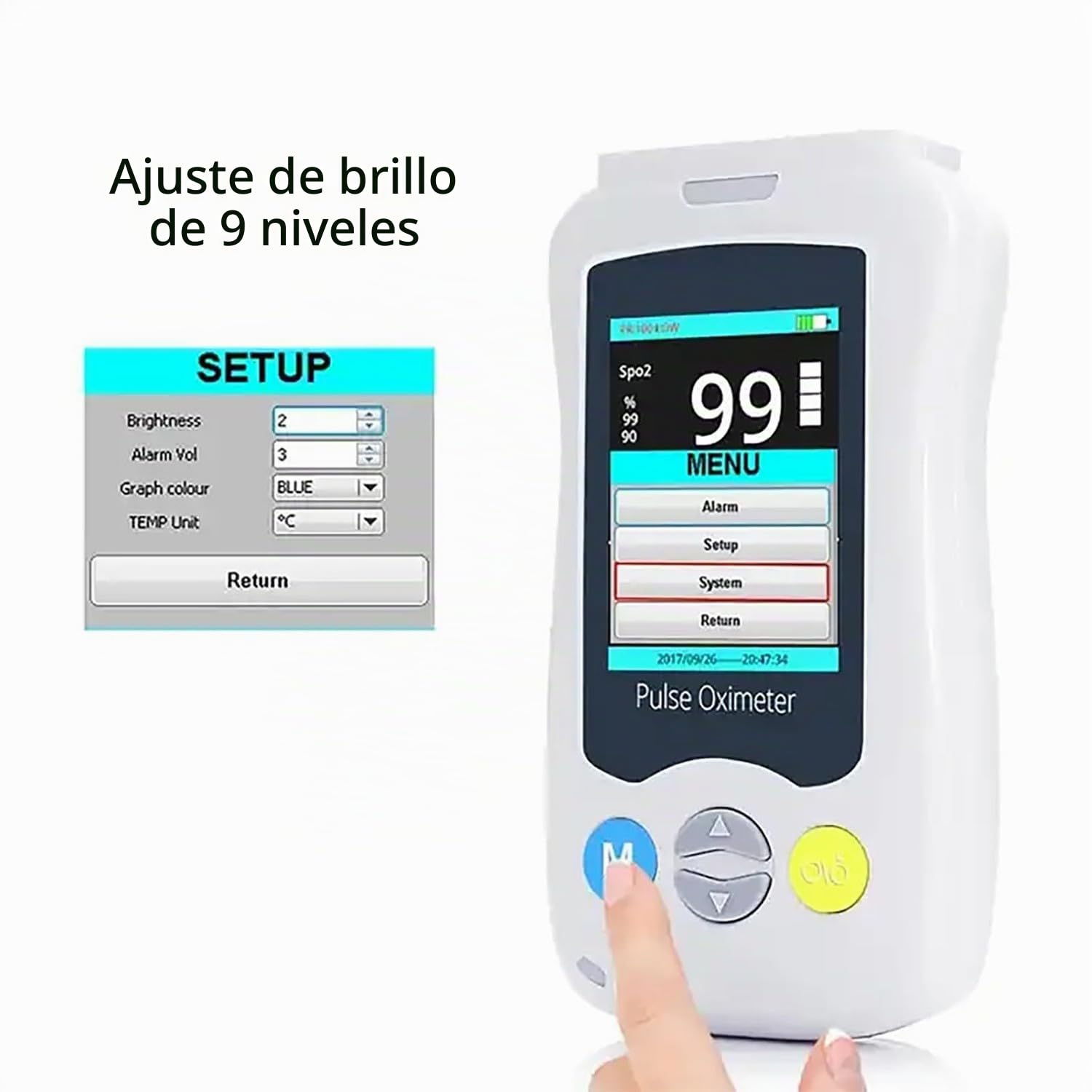Pulsioximetro Oximetro Dedo Profesional Monitores Saturación De La Yema del Dedo Medidor De Oxígeno De Lectura Spo2 Rápido Y Preciso, Pantalla LED De Mano para Adultos Y Niños