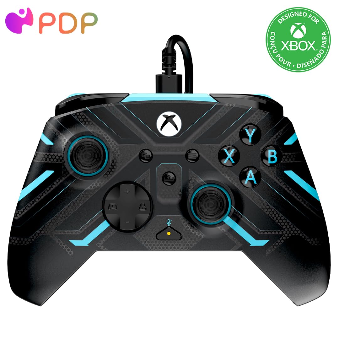 TYRELL - PDP Xbox REMATCH GLOW Wired controller TITAN STEEL - Zwart Blauw