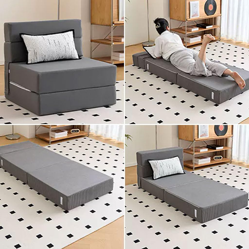 Divano Letto Pieghevole Compresso, Divano Singolo Senza Ossatura Per Appartamento, Più Dimensioni Disponibili(Gray color,90 * 180 * 18cm)