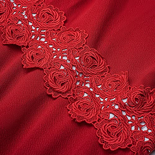 HOMEYEE Women's Sleeveless Cocktail A-Line Embroidery Casual Party Summer Wedding Guest Dress A079(12,Red) - Thumbnail 5