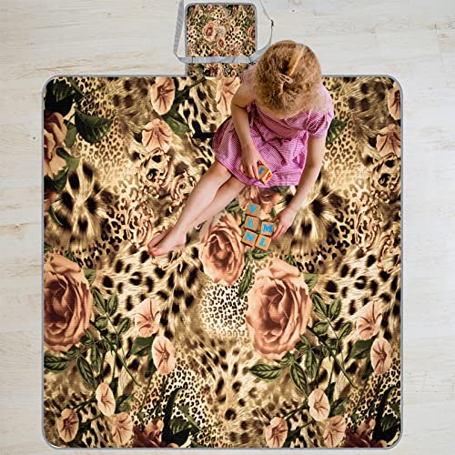 Bardic Cobertor de piquenique Tapete de praia Animal Stripe Tiger Leopard Print Flor, suporte imperm