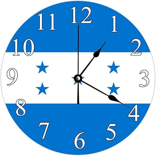 Relojes de pared de PVC con bandera de Honduras modernos de 10 pulgadas funcionan con pilas sin tictac silenciosos para sala de estar dormitorio