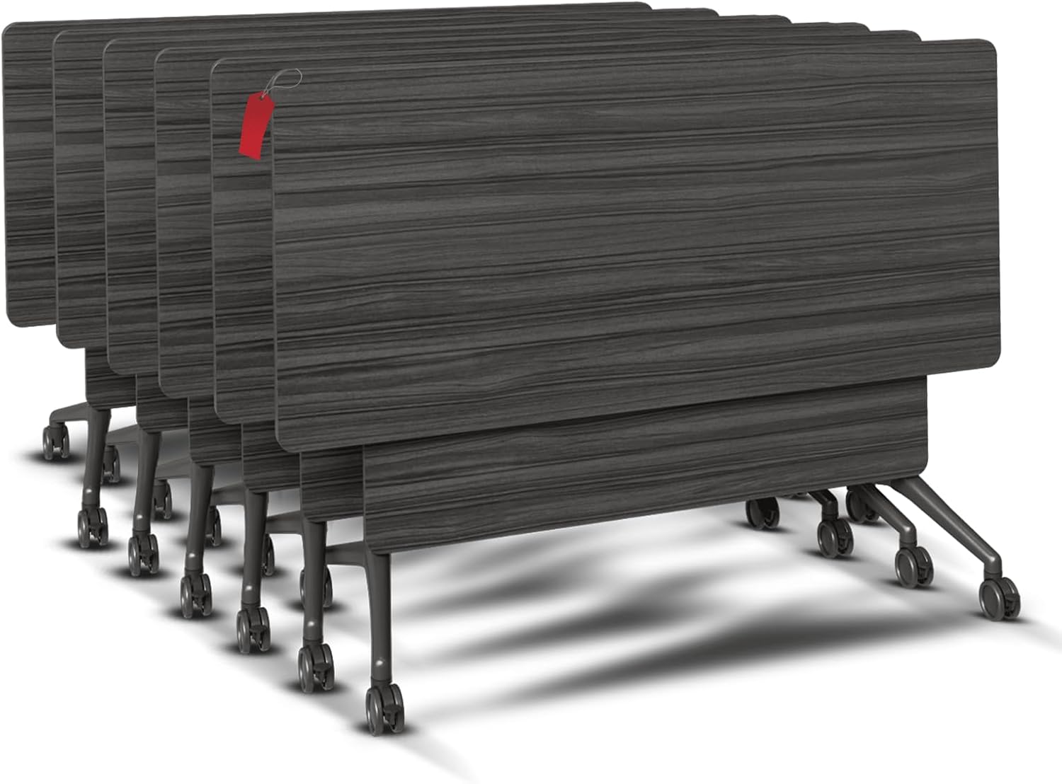 CUFEFi Folding Flip Top Conference Table with Silent Wheels - Mobile Meeting Table for 2-10 People, 47.2in L, Space-Saving Office Workstation