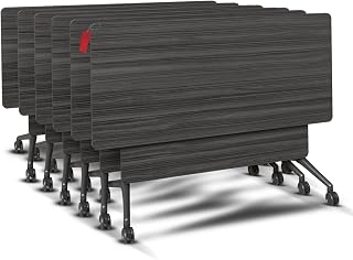 CUFEFi Folding Flip Top Conference Table with Silent Wheels - Mobile Meeting Table for 2-10 People, 47.2in L, Space-Saving Office Workstation