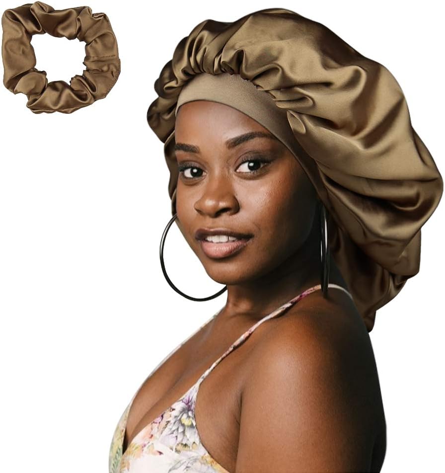 Satin Bonnet,Extra Large Double Layer Sleeping for Women,Gifts for Curly Hair Stay on All Night