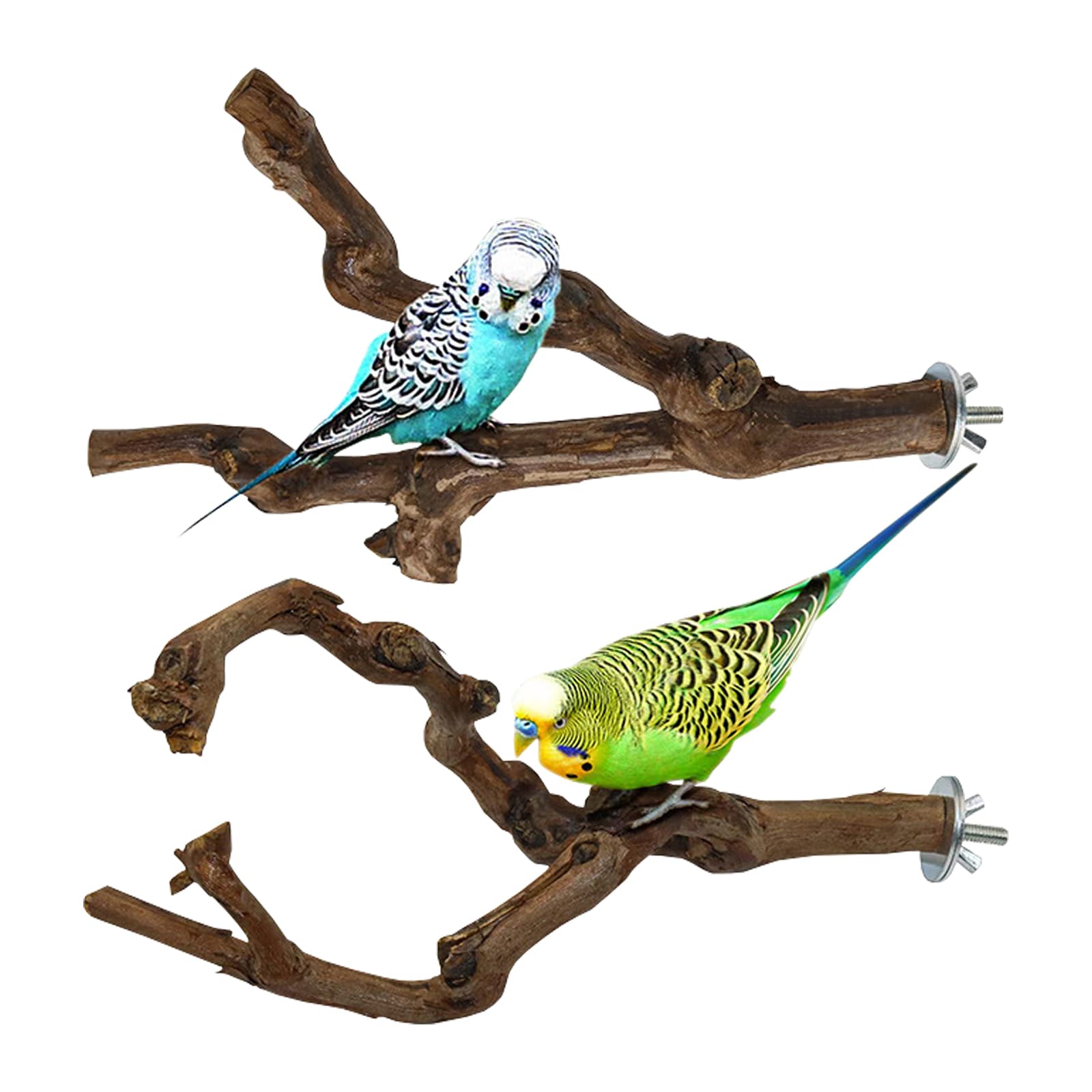 2PCS Posatoi in Legno di Uccelli CHUNLINLAODA-Posatoi per Uccelli Trespolo per Uccelli e Pappagalli Ramo D'uva Naturale Giocattolo Posatoi per Uccelli Legno Naturale per Cacatua Cocorite