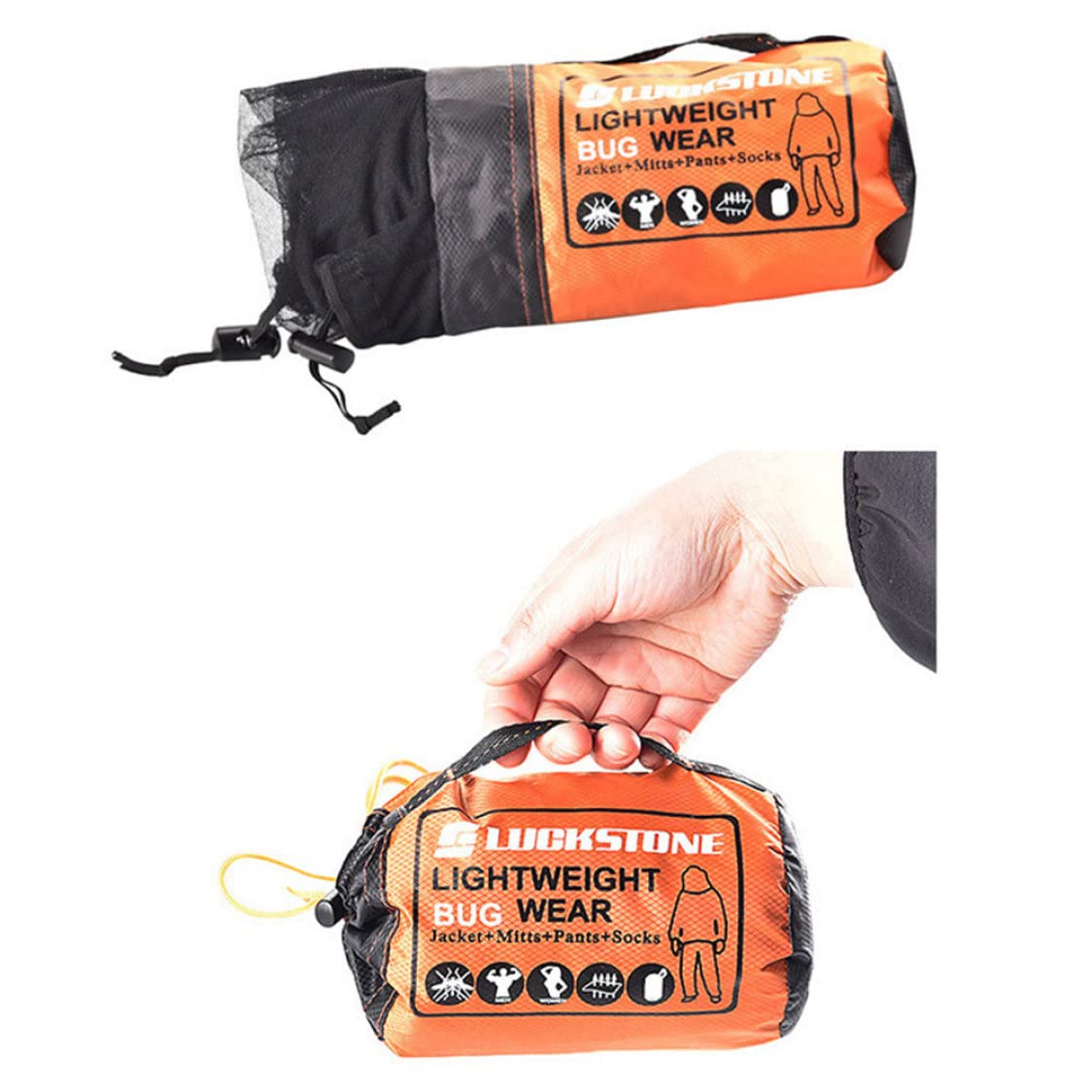 Ropa antimosquitos Traje de mosquitos Protección contra mosquitos 4PCS/Set Mosquiteras transpirables translúcidas Traje de mosquitos ajustable Protección plegable contra mosquitos para acampar S/M