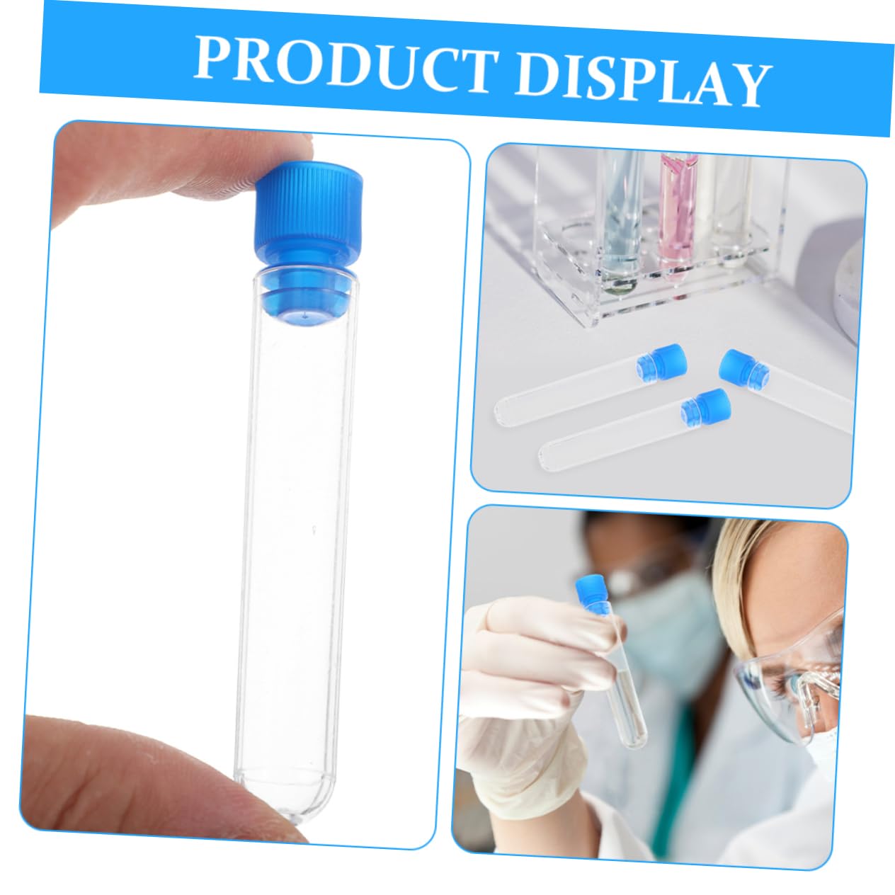 OSOLADY 10pcs Clear Plastic Test Tube Plastic Test Tube for Beads Clear Test Tube with Lids Test Tube Small Test Tubes Test Tube with Lid for Children Test Tubes Small