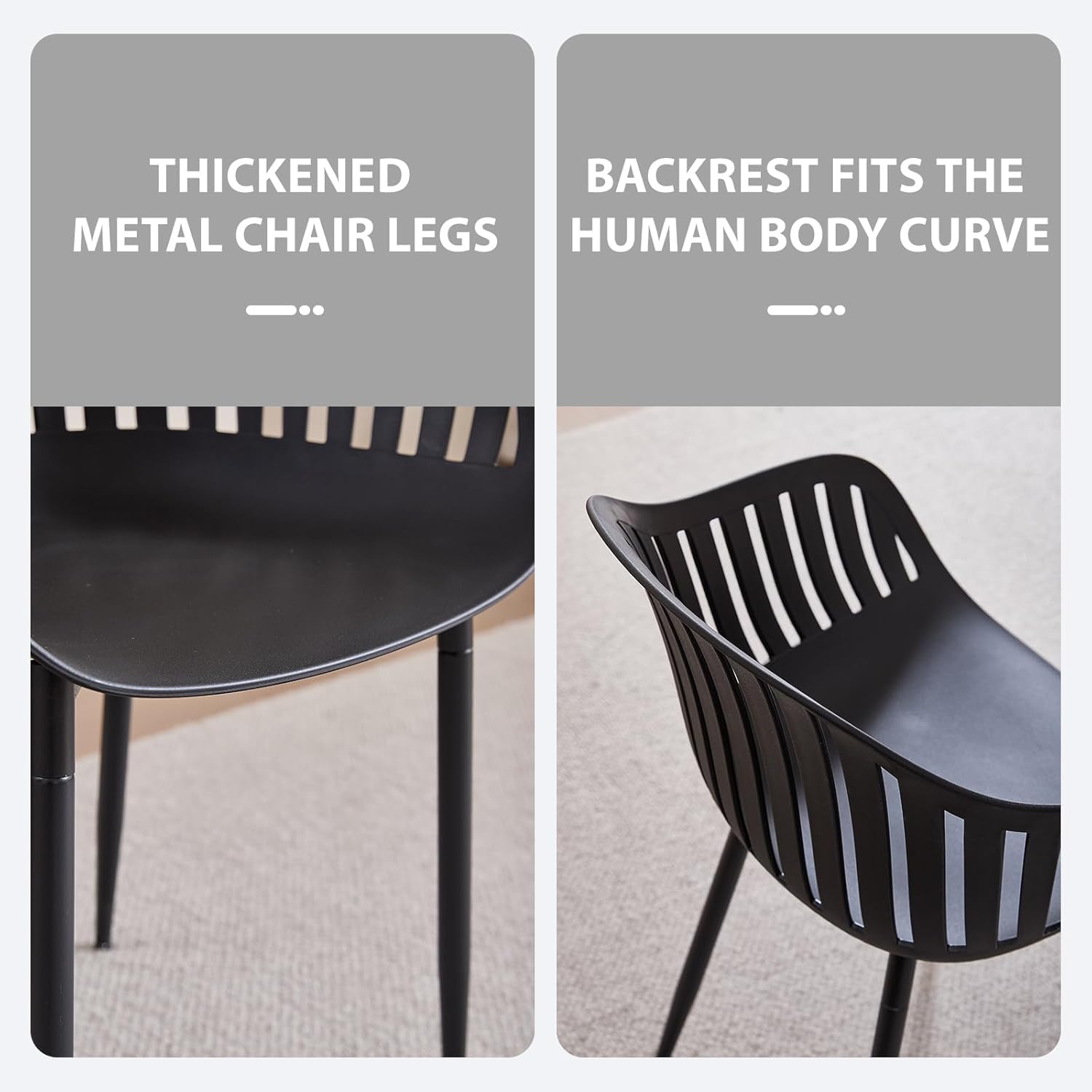 GrandCA HOME Set Tavolo e Sedie da Pranzo Moderno, Tavolo Rotondo da 110CM con 4 Sedie, Gambe in Metallo Nero, Adatto per Soggiorno, Balcone, Giardino (Nero)