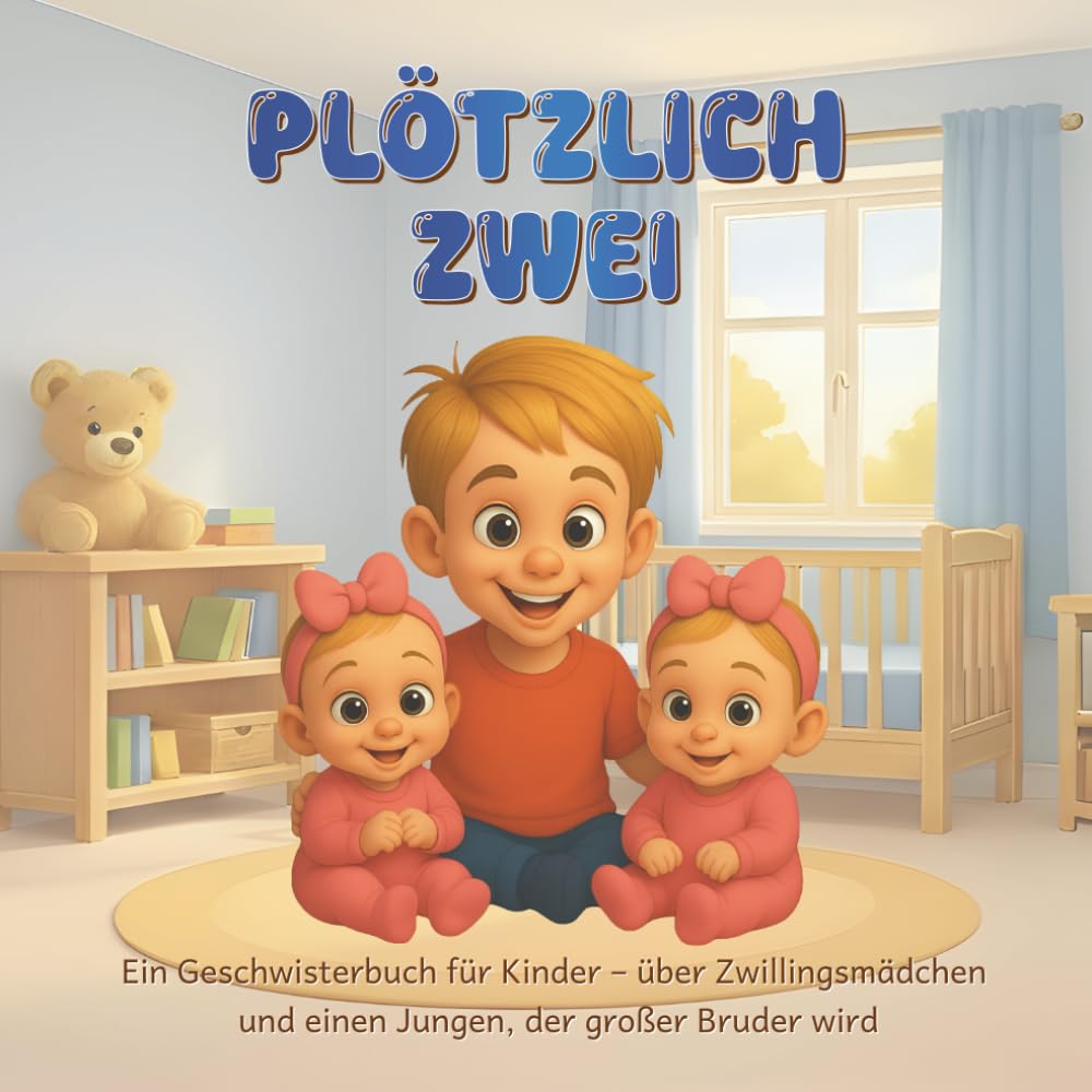 PLÖTZLICH ZWEI: Ein Geschwisterbuch für Kinder – über Zwillingsmädchen und einen Jungen, der großer Bruder wird