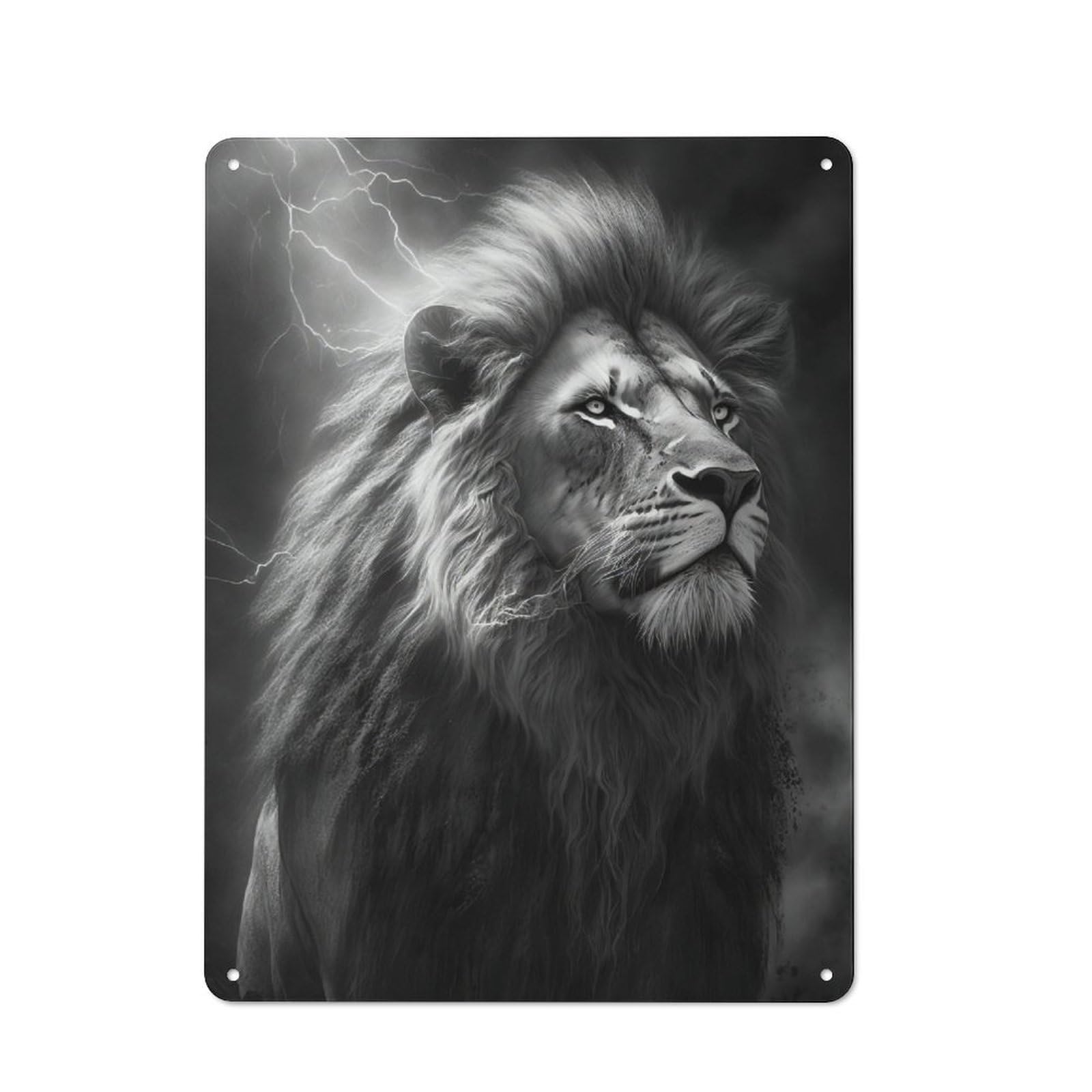 Junmoney Thunder Lion Tin Wall Plaque 40X30cm With For Bar Or Restaurant, Autumn Wall Decor For Hospitality Decor Collectors