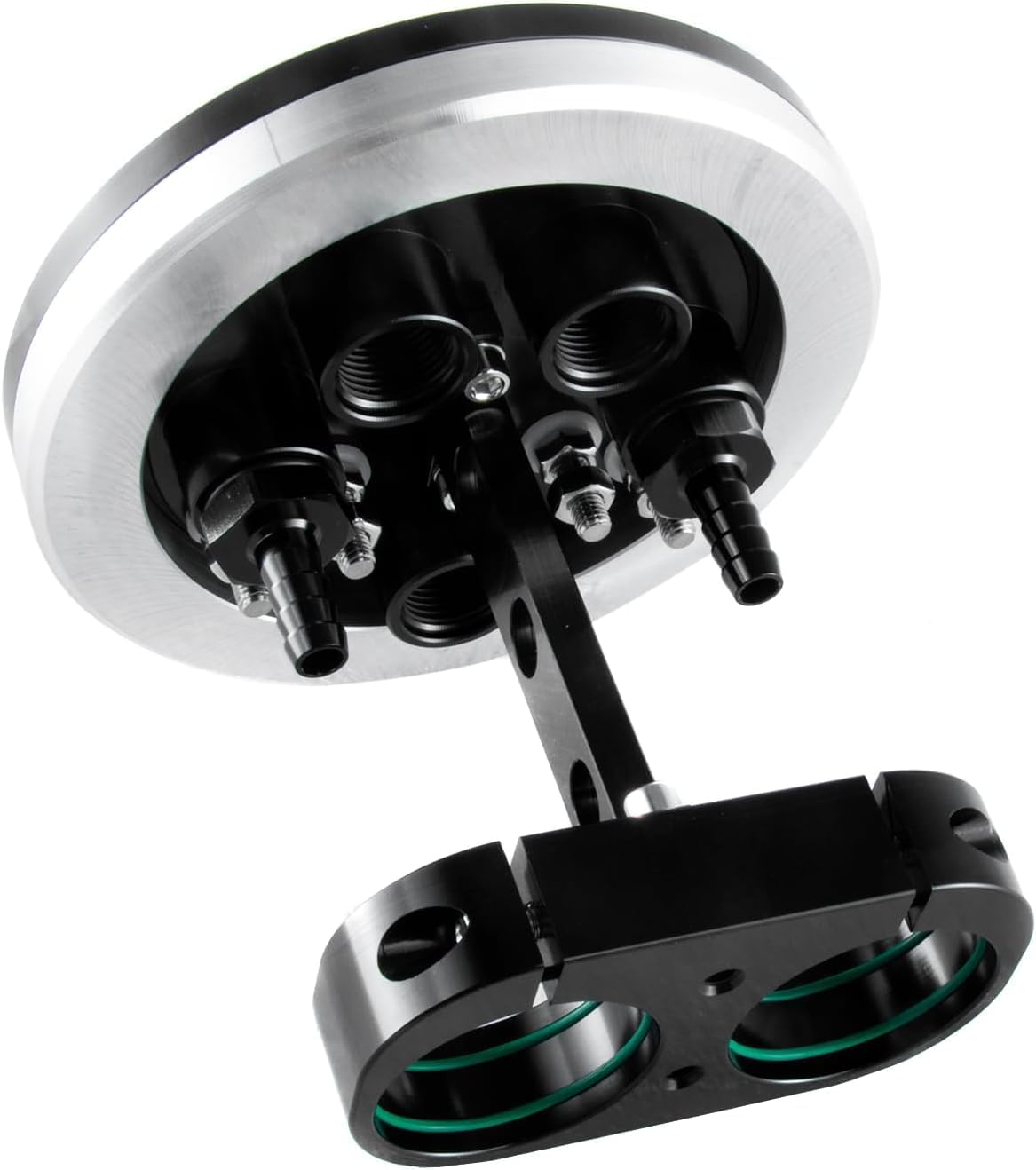 Fuel Pump Hanger Assembly, Twin Fuel Pump Hanger 39mm Suits Single Dual Replacement for Walbro 39mm-40mm Pumps Aluminum Black