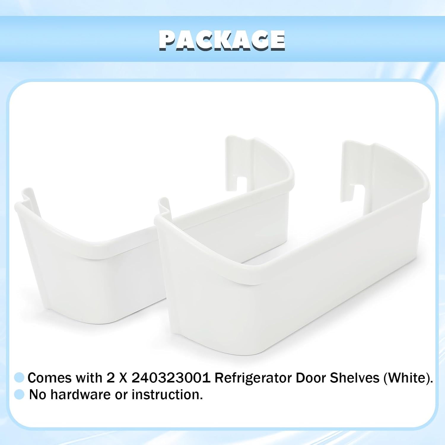HECASA 240323001 PS430206 Refrigerator Door Bin Shelf Compatible with Frigidaire Kenmore Refrigerator 891286 240363707 Replacement only White Lower Bin 2PCS