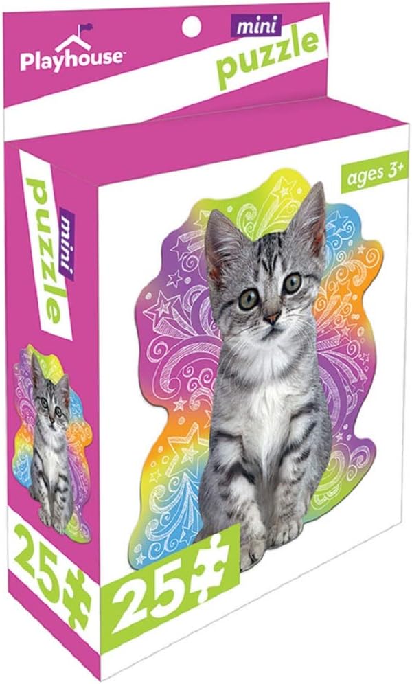 Playhouse Tabby Kitten 25-piece Die-Cut Shaped Mini Puzzle for Kids
