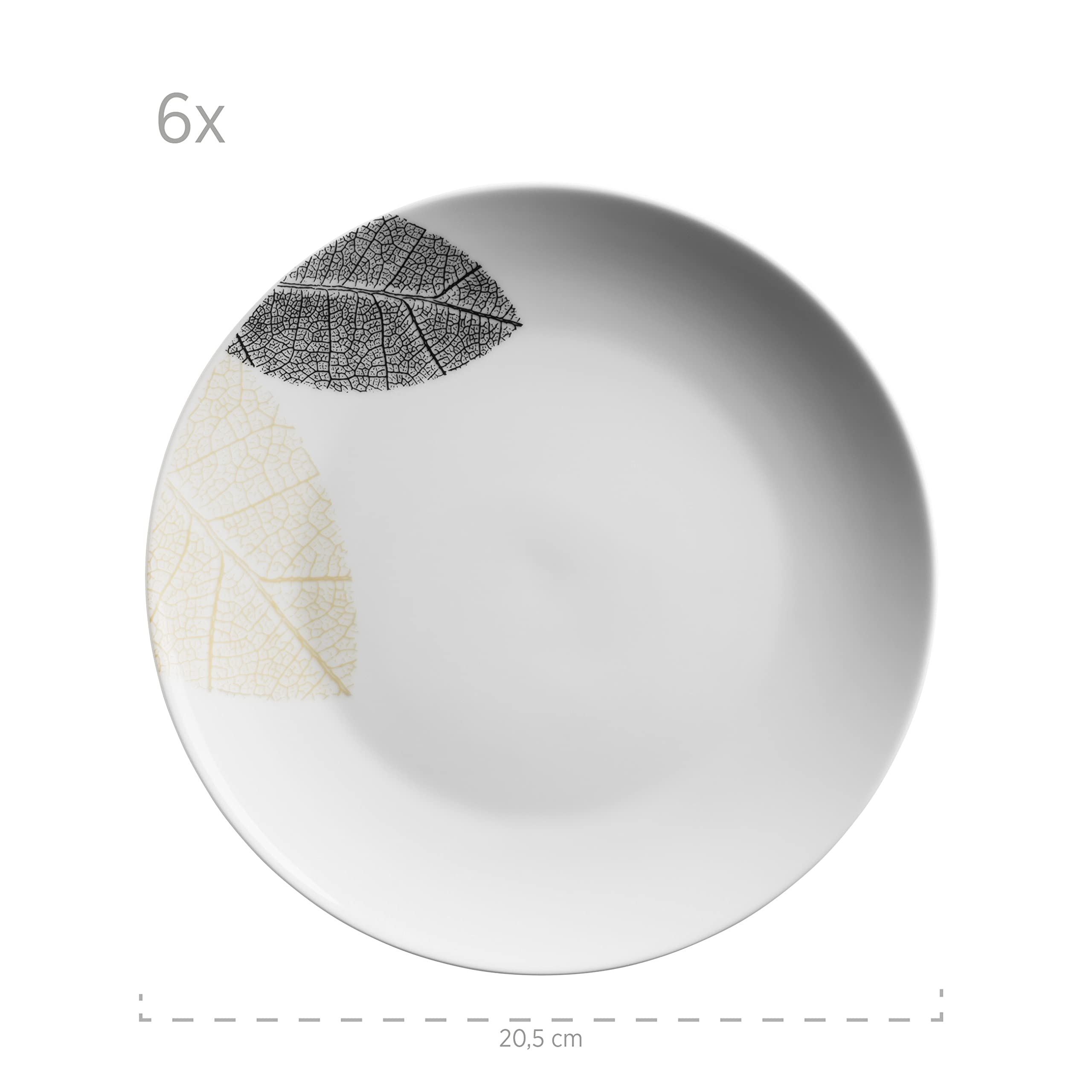 MÄSER 931215 - Vajilla para 6 personas, 30 piezas, con formas sin bordes, porcelana, color blanco