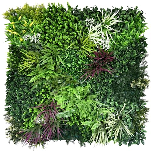 Ark Mat Artificial Plant Flower Living Wall Panels Realistic Indoor/Outdoor Garden 1m x 1m Home Office Cafe Shop Salon Wedding (Wordsworth)