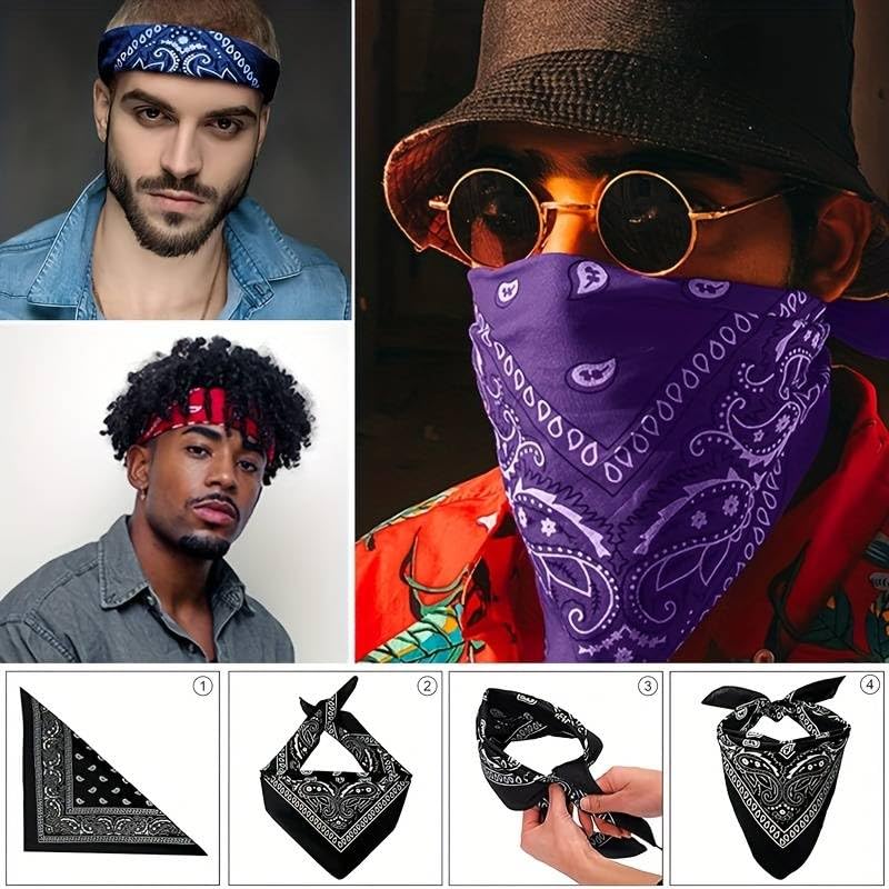 Boolavard 100% bawełna 1 szt., 6 sztuk lub 12 szt. Pack bandany z wzorem Paisley, oryginalny kolor do wyboru nakrycia głowy / włosy, fioletowy, rozmiar uniwersalny