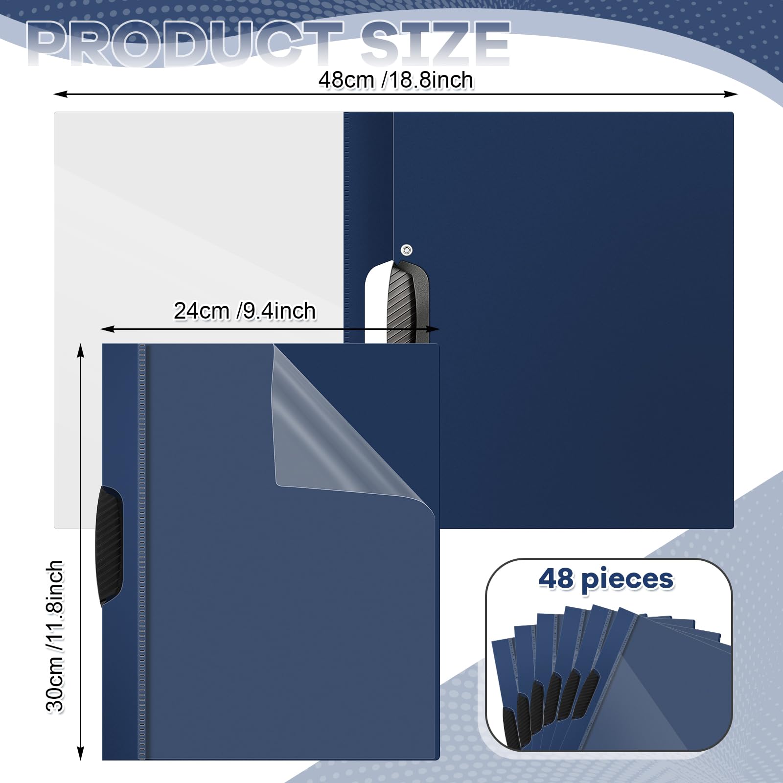 Teling Transparente Berichtsmappen mit Clip, Kunststoff-Präsentationsmappen, 23,9 x 30,6 cm, Präsentationsmappen, Papierbinder für Klassenzimmer, Geschäftsakten, Dokumente, Schule, Büro, Marineblau,