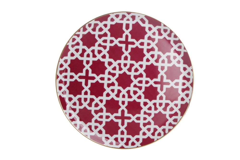 Porland Morocco Pattern 5 Fuchsia Plates 28cm- 11 İnch for Lunch Service for 1, 1 Piece