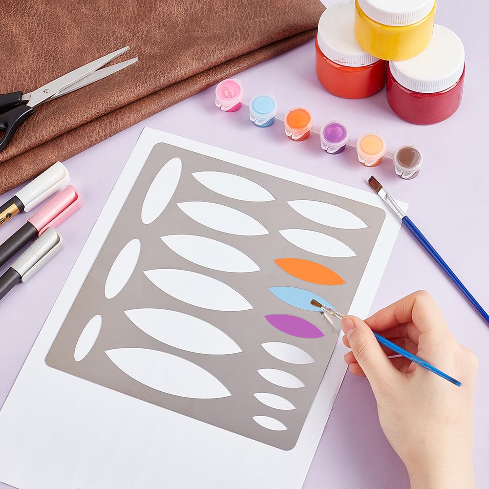 UNICRAFTALE Metal Horse Eye Cutouts Stencil Oval Drawing Metal Template Stainless Steel Journal Stencils Geometric Template Painting for DIY Scrapbooking Photo Engraving Jewelry - Image 2