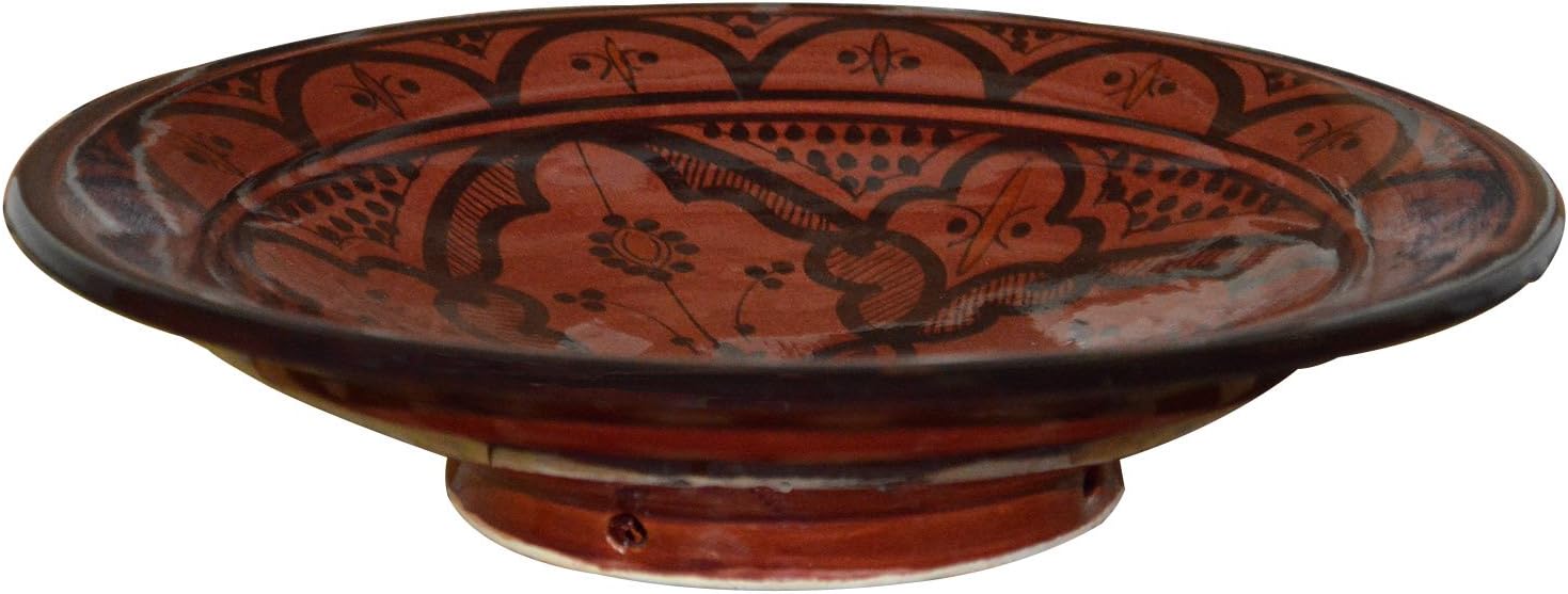 Ceramic Plates Moroccan Handmade Appetizer Tapas Serving Decorative 8 inches Round Red