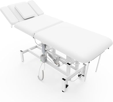 Dolonm 2 Motors Electric Massage Table, Hydraulic Electric Lift Adjustable Waist and Height Lifting Functions for Treatment, Physical Therapy, Spinal Massage, Facial Spa, Waxing, Tattooing - White