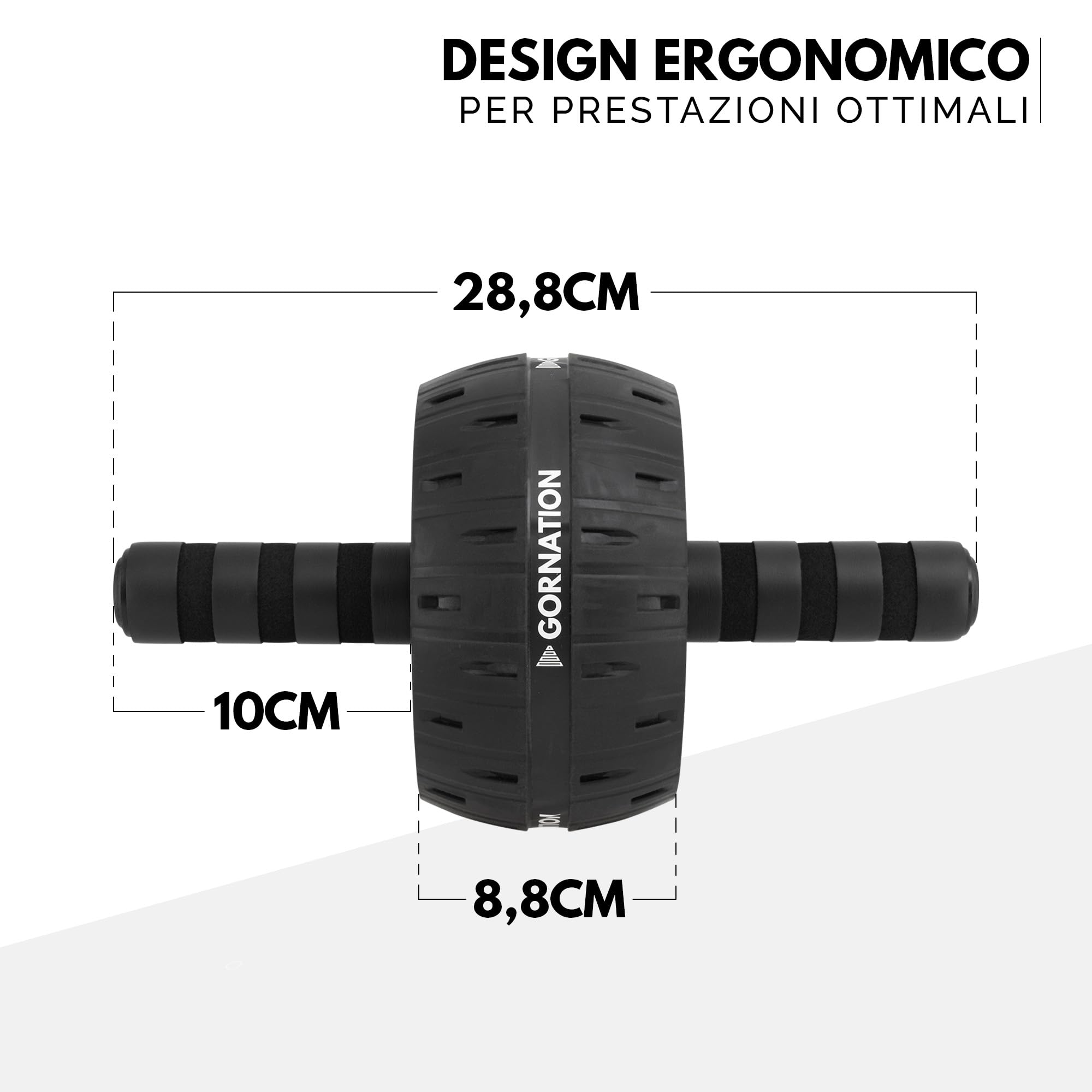 GORNATION Ruota Addominale Professionale, Rotella Addominali, Ruota per Addominali, Ab Roller con Ginocchiere, Strumento per Rafforzare il Core e gli Addominali, Design Stabile e Resistente,