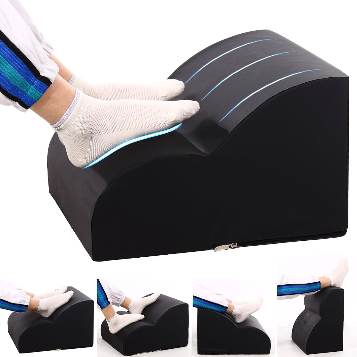 Foot Rest for Under Desk at Work.Multifunctional 3-Tier Foot Stool | With waterproof leather Footrest.For Under Desk,Office Chair Gaming Chair & Sofa,Leg Elevation Pillow,supports Posture-Black