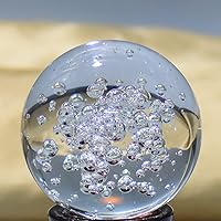 Vista 4 de ChezMax Bola de cristal de burbujas de 2 pulgadas (1.969 in) con pisapapeles preciosa bola de vidrio para bola decorativa Lensball fotografía, mirar