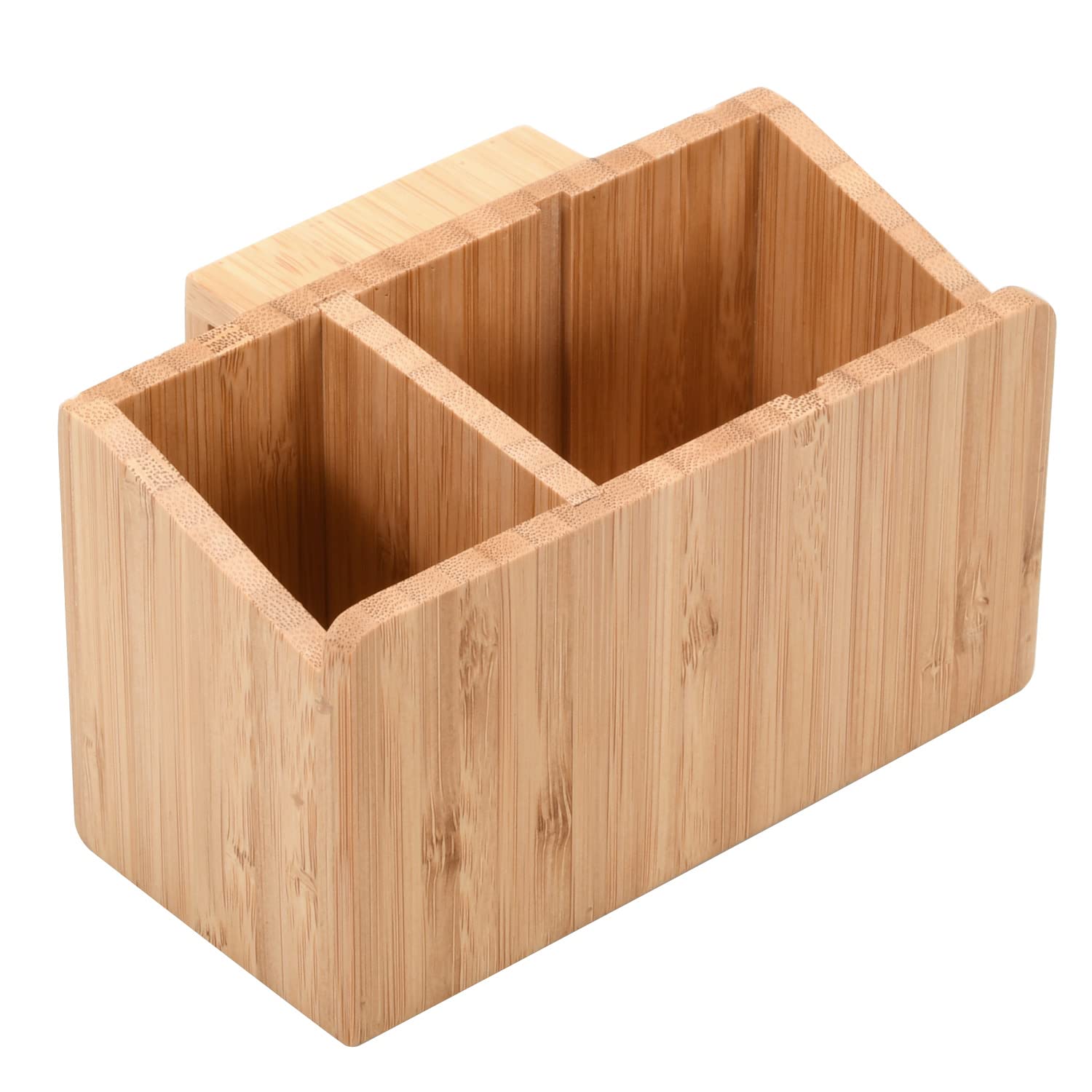 Bamboo Caddy Add-On for Bamboo Charging Station Organizers; Compartment and cubby space fits pens, keys, and other small stationary items