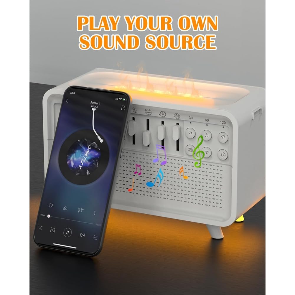 Difusor de aire para máquina de ruido blanco, humidificador con 8 ruidos blancos ajustables, luz nocturna, altavoz Bluetooth