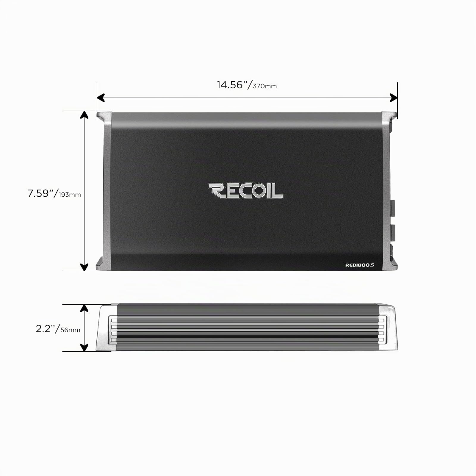 Recoil RED1800.5 Amplificatore audio per auto a 5 canali Classe D da 1800 Watt, mono stabile a 1 Ohm, manopola dei bassi remota inclusa