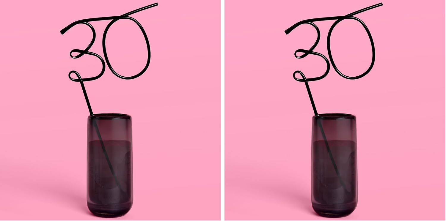 xo, Fetti 30th Birthday Party XL Black 30 Straw | Bday Decorations, Thirty, Millennial Birthday Girl Gift, Bday Drinkware Supplies, Funny Gag Gift, 30 Flirty and Thriving