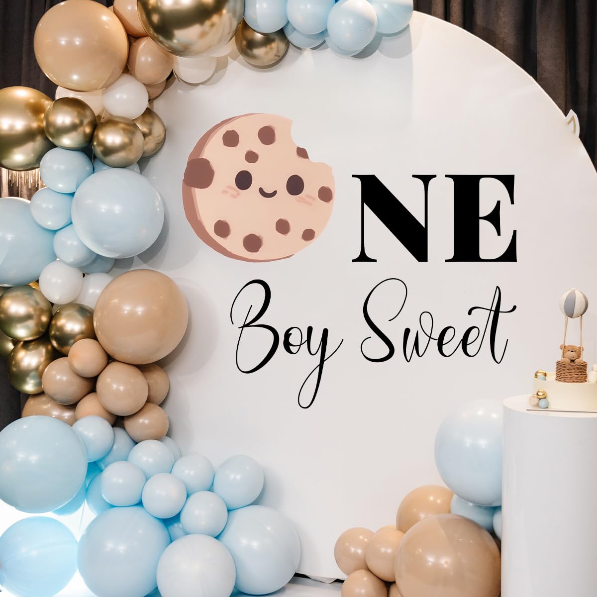 One Sweet Boy Decal Sign - Cookie 1st Birthday Decorations, Cookie and Milk First Birthday Party Supplies for Balloon Arch, Backdrop...… (Sweet Boy
