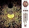 Wind Chimes for Outside Butterfly Solar Lantern, 38" Flower Solar Wind Chimes Gifts for Mom Hanging Lights, Garden Decor Memorial Wind Chime, Christmas Windchimes Outdoors Gifts for Women