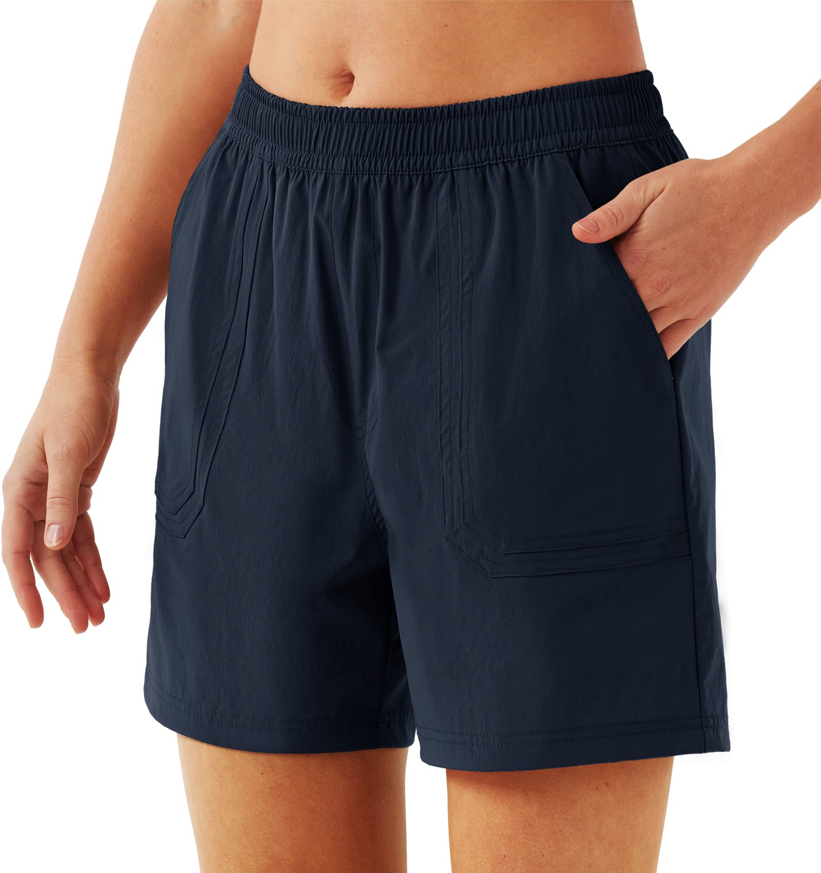 URBESTWomen's 5" Hiking Shorts Quick Dry Lightweight Golf Athletic Outdoor Shorts with Pockets for Travel,Walking