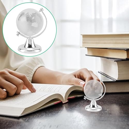 Miniatura 3 de Bola de cristal de globo del mundo 3D, mini mapa en miniatura de esfera redonda transparente con soporte, decoración artística, adorno de